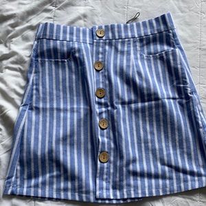 striped button through woven mini skirt